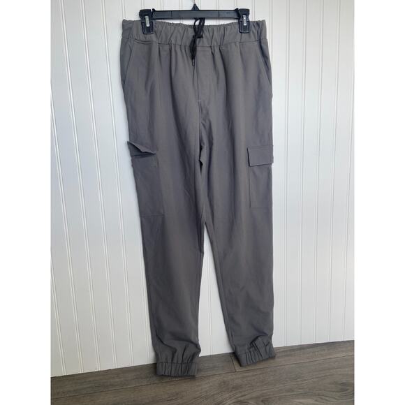 Zyia Active Pants Mens M Gray Stretch Athletic Joggers Zipper Cuffs Pockets - Picture 2 of 5